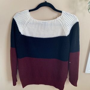 Maroon, Black and White Sweater